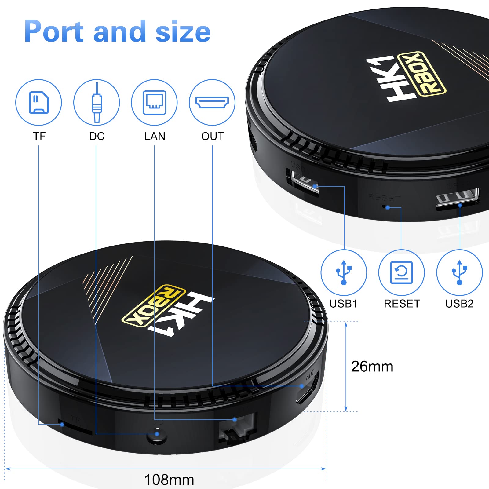 Android Box, Android 12.0 TV Box with 4GB RAM 32GB ROM Allwinner H618 Quad-Core 64-bit Cortex-A53, Builtin 2.4GHz/5.0GHz WiFi6 Bluetooth 5.0+, Support H.265/3D/8K Ultra HD/HDMI 2.0 Smart TV Box