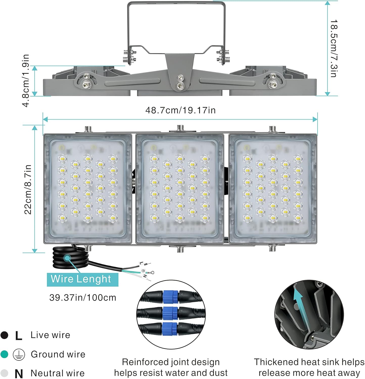 STASUN 150W LED Flood Light, 13500lm Super Bright Outdoor Security Lights with Wider Lighting Angle, 5000K Daylight, IP65 Waterproof Outside Yard Court Stadium Parking Lot Lighting Fixture: Home Improvement