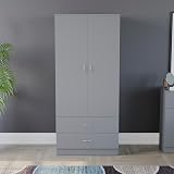 Vida Designs Riano 2 Door 2 Drawer Wardrobe Grey 170H x 76W x 53D view 2
