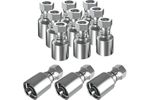 CAMUUN 12PCS 3/8" JIC 37° Female Hydraulic Hose Fittings, Hydraulic Hose Crimp Fitting Ends for Air Hose Repair Kit