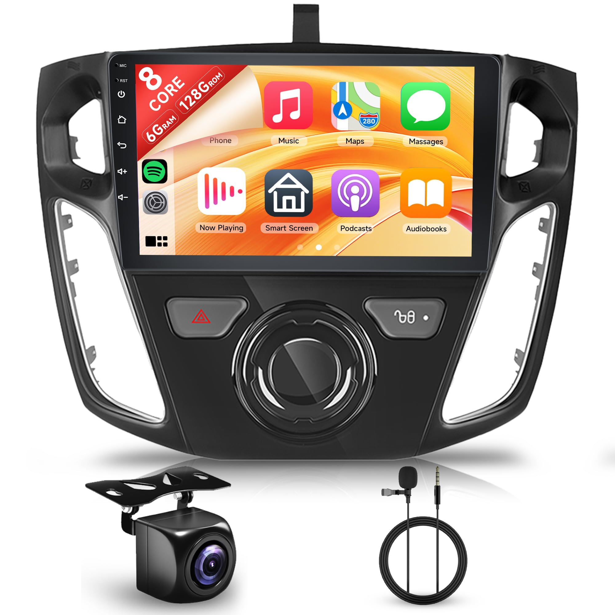 Photo 1 of 8 Core 6+128G Android Car Radio Stereo for Ford Focus 2012-2018 with Wireless Carplay Android Auto, 9’’ Touch Screen Head Unit with Bluetooth GPS Mirror Link WiFi FM/RDS DSP AHD Backup Camera SWC