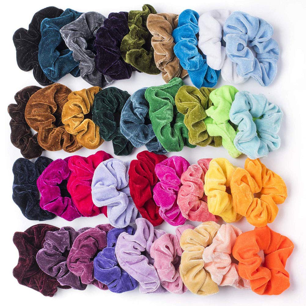Hcimooy 36 Pcs Velvet Hair Scrunchies, Hair Ties for Women Girls (36 Colors)