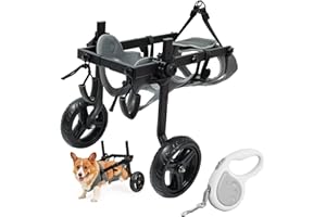 BLISSPIRE Large Dog Wheelchair for Back Legs with Pet Traction Rope - Adjustable Hind Leg Support Cart with Breathable Air Mesh Harness, All-Terrain Wheels & Foldable Frame - Mobility Aid for Disabled/Injured