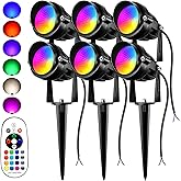 AOAXL Spotlight Outdoor RGBW Low Voltage Landscape Lights, 12V-24V Color Changing Landscape Lights with Remote Control Landscape Spotlights for Garden Yard Path Tree Decorative (6 Pack)