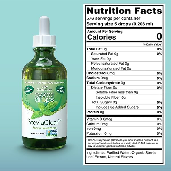 SWEETLEAF SWEET DROPS LIQUID STEVIA SWEETENER, STEVIA CLEAR, 4 OZ