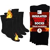 Debra Weitzner Thermal Socks - Men & Women's Warm Crew Socks, 4/6 Pairs, Winter Thick Boot Socks