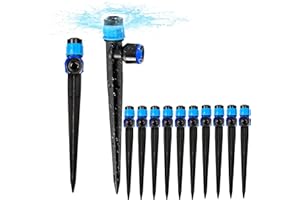 YAIRMIS 10PCS 1/4 inch Tubing Drip Irrigation Emitters Sprayer,360 Degree Drip Emitter Sprayer with Stake, Irrigation Dripper Sprinklers for Drip Irrigation System