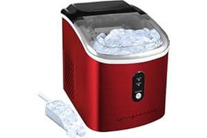 Frigidaire Ice Maker Machine - SELF CLEANING - Makes 26lbs. Ice Cubes Per Day - Red Stainless