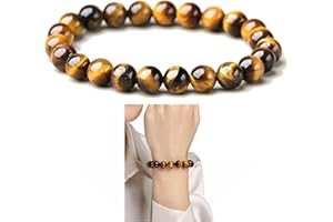 Cryhand Tigers Eye Protection Handmade Bracelet Best Present For Men Women Attract Wealth Chakra Feng Shui Stretchy Beaded Bracelets Lucky Friendship Bracelet