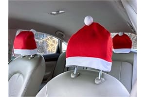 YIXIN 4-Piece Santa Claus hat car seat headrest Cover Cute car Decoration Interior Accessories-car Christmas Decorations-Functional car Decoration, Suitable for Most car headrests (Red-4pcs)