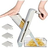 Safe Mandoline Slicer for Kitchen, Professional 4 in 1 Vegetable Chopper with Container Kitchen Food Slicer, French Fry Cutte
