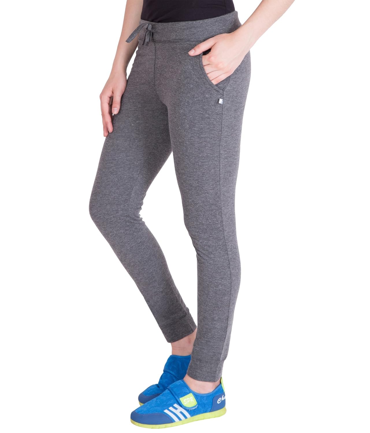 american-elm basic solid women's dark grey track pant