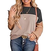 Eytino Plus Size Sweatshirt for Women Striped Colorblock Long Sleeve Crewneck Casual Loose Pullover Shirt Top(1X-5X)