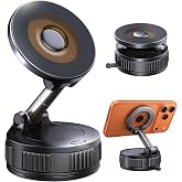 Magnetic Phone Holder for Car, 360&deg; Adjustable Vacuum Suction Mount | 2026 Heavy Duty Model Cell Phone Holders, Magsafe Phone Moun With N55 Strong Magnet, Compatible with iPhone 17-12 series