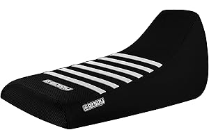 Enjoy MFG Ribbed Seat Cover Compatible Fit for Yamaha Blaster 200 YSF 200 1988 - 2006 (Black / White Ribs)