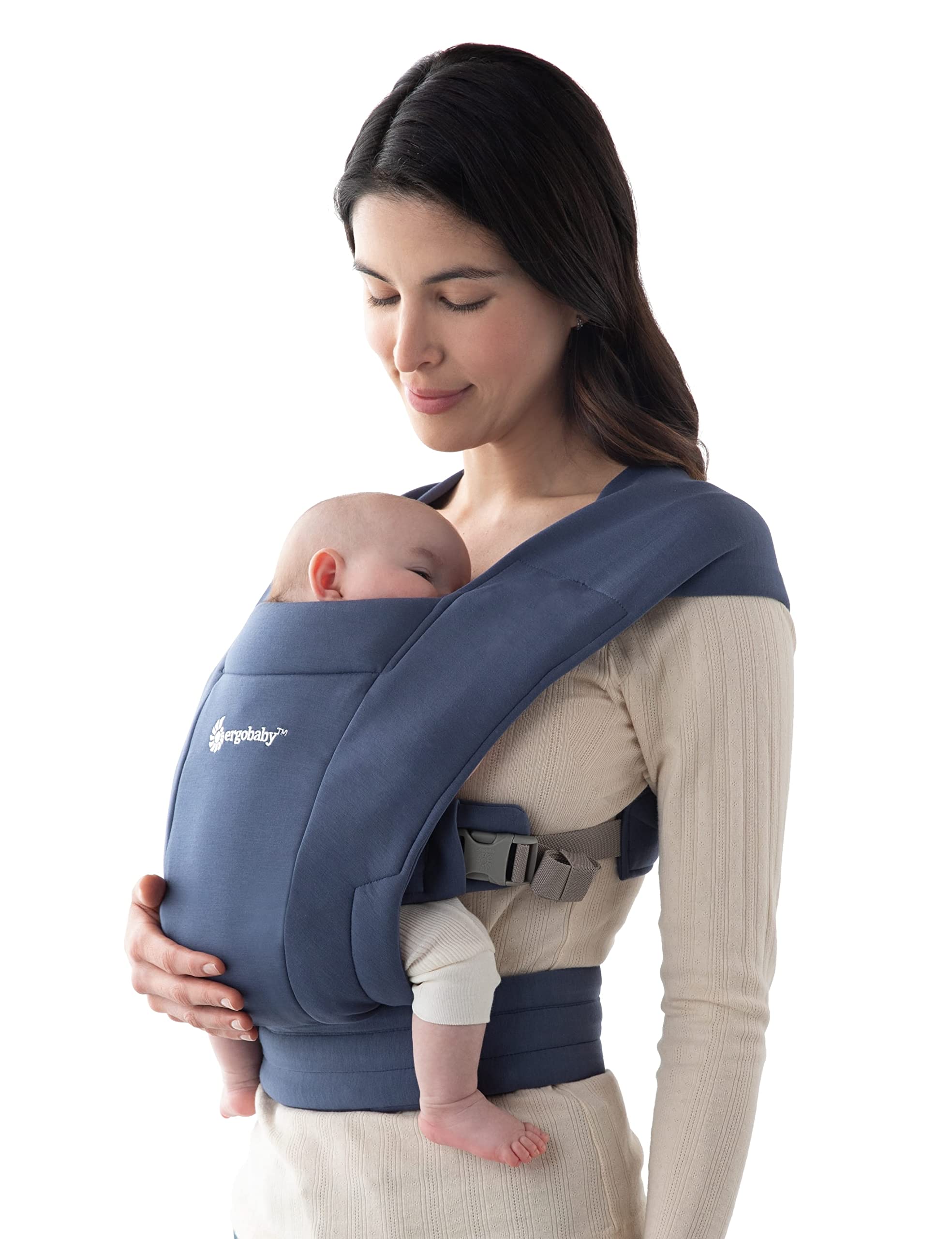 Ergobaby Embrace Baby Carrier for Newborns from Birth, Extra Soft & Ergonomic with Head Support, Soft Navy — image 1