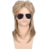 morvally Men’s 70s 80s Mullet Style Blonde Hair Wig Glam Rock-Rocker Wig Perfect for Halloween, Cosplay, DIY Themed Costume Party