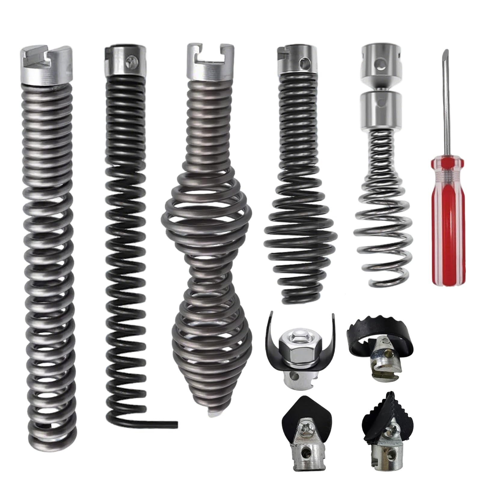 Photo 1 of 10 Pcs Drain Snake Drill Attachment, Cutter and Auger Set, Compatible with RIDGID K-400 C-4 C-6 C-7 C-8 and C-9 Drain Cleaning Machine, Fits 5/8 inch Drain Snake Cable