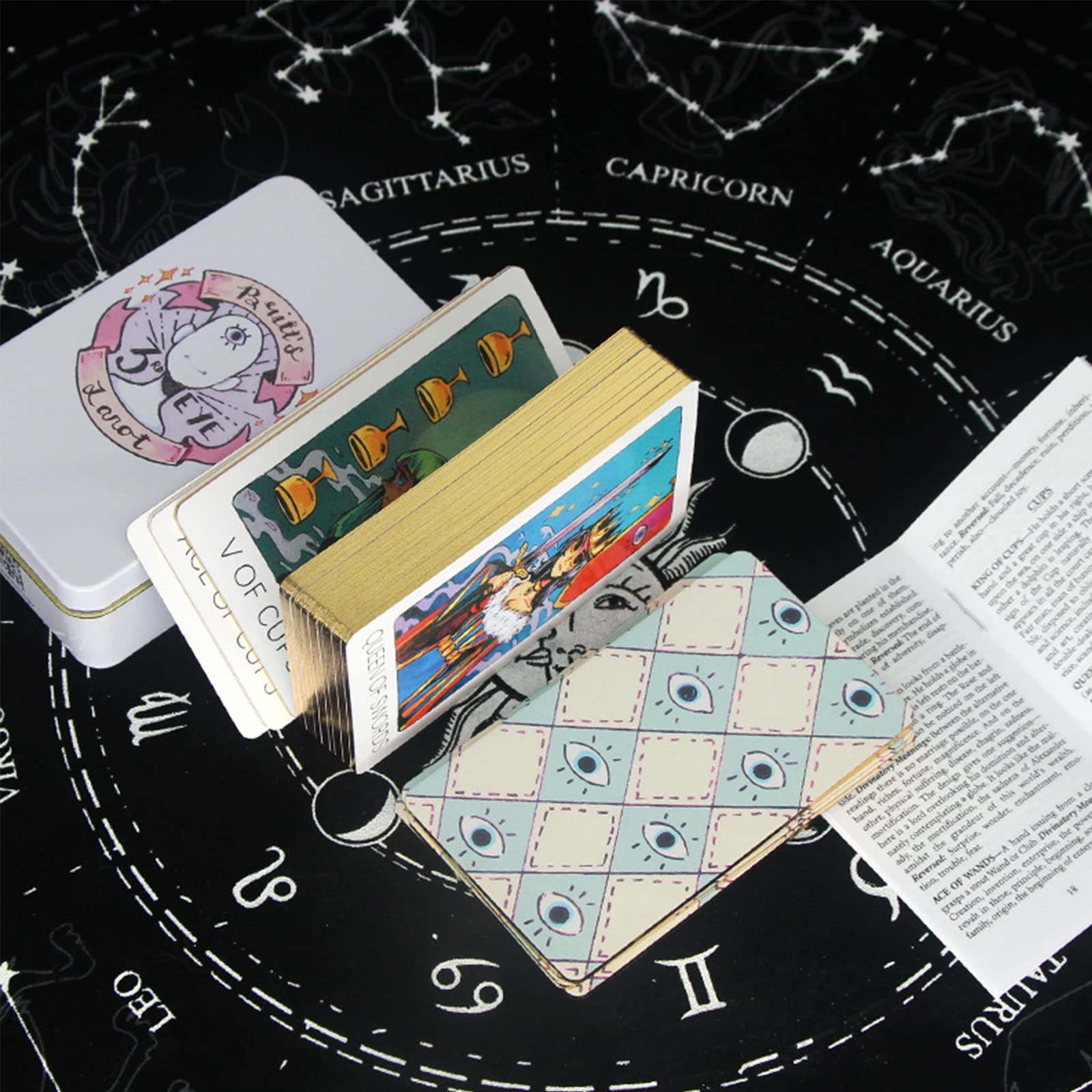 Atesswy Britt's Third Eye Tarot Deck in A Tin - 78 Tarot Cards (Limited Edition Gold Gilded)