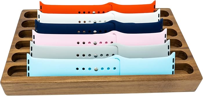 Wooden Watch Band Organizer - Works with All Apple Watch Bands - Watch Band Holder - Wooden Watch Stand Display - Birthday Gift for Her (Walnut)