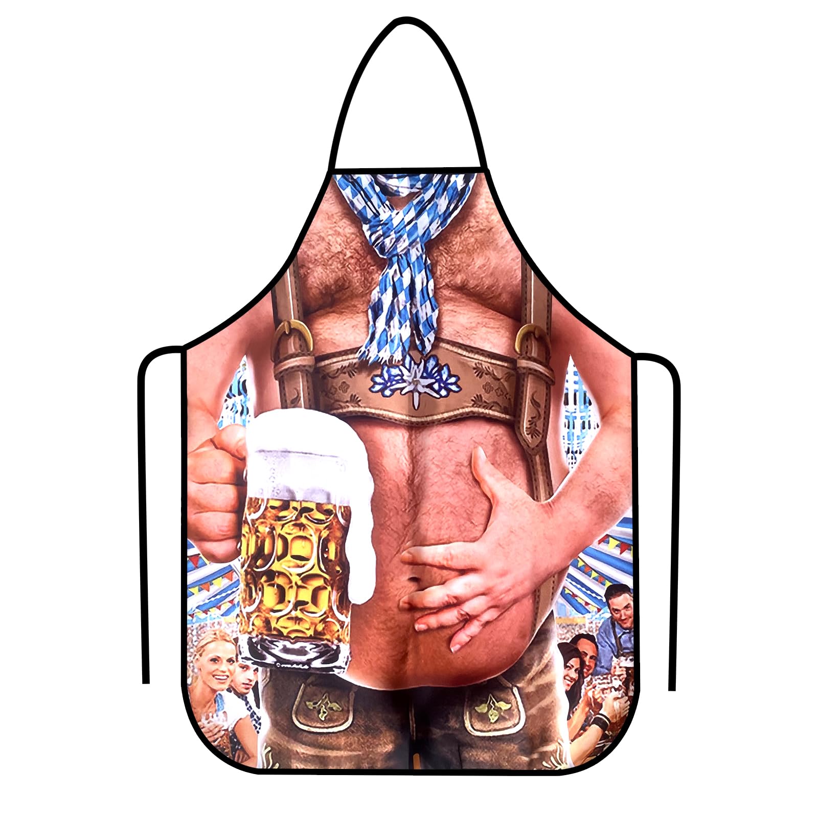 Cosysparks Funny Apron for Men, Novelty Kitchen Apron Wacky Belly Apron Mens BBQ Apron Funny Cooking Apron Beer Festival Aprons Grilling Baking Party Joke Aprons for Men Gift
