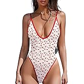 ESONLAR Women's Sexy Plunging V Neck Bathing Suit Open Back One Piece Swimsuits
