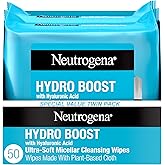 Neutrogena Hydro Boost Cleansing Wipes Makeup Remover, 25 Ct | Micellar Cleansing Cloths, Gently Removes Oil, Dirt, Waterproof Makeup, Hydrating Hyaluronic Acid