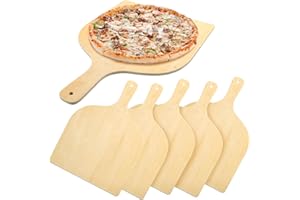 KEJJNYER 5 Pack Wood Pizza Peel, 12 x 16 Inch Wooden Pizza Paddle Large Natural Pizza Spatula Paddle with Handle for Baking P