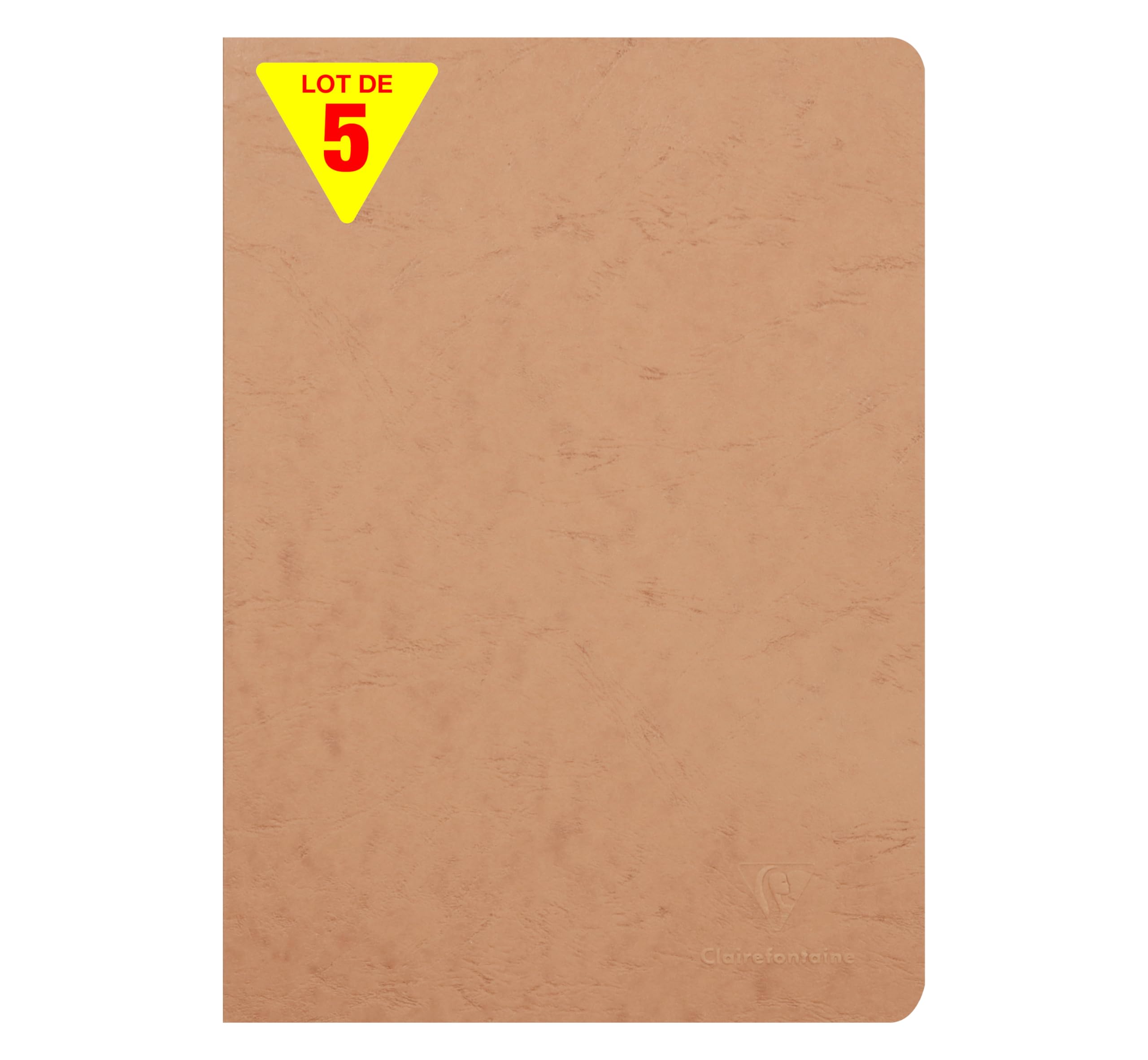 Clairefontaine 733000CPack Age Bag Collection Pack of 5 Stapled Notebooks Tobacco A4 21x29,7cm - 96 Plain White Pages - Paper 90g - Leather Glossy Card Covers