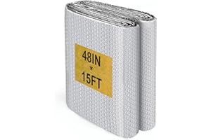 LOSRIK Reflectix Insulation Roll, (48IN X 15FT) Reflective Foil Insulations, Reflective Window Insulations for Summer Heat, Aluminum Foil Insulation Radiation Barrier for Windows, RV, Garage Door