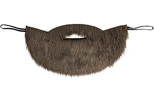 GYGYL Men's Fake Beard, Fake Mustache with Elastic Band, Easy Wear Facial Hair for Cosplay Costume and Festival Party-Brown C