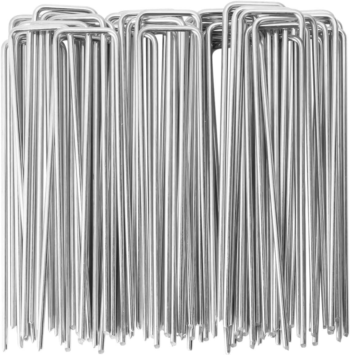 BredaLee Garden Pegs, 6"/150mm Heavy Duty Tent Pegs Galvanized Steel Landscape Staples, U Shaped Nail Pins Ideal for Fabric/Artifical Grass/Matting/Netting Galvanised Ground Pegs 50 Packs