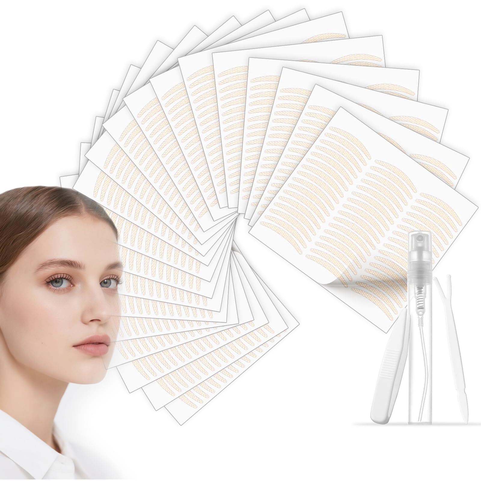 Photo 1 of Ultra-Thin Invisible Lace Eyelid Tape 960 Count 20 Sheets Lace Pearl Base M- Waterproof Double Eyelid Lifter Strips for Hooded/Droopy/Monolid Eyes Instant & Long-Lasting Eye Lift Stickers