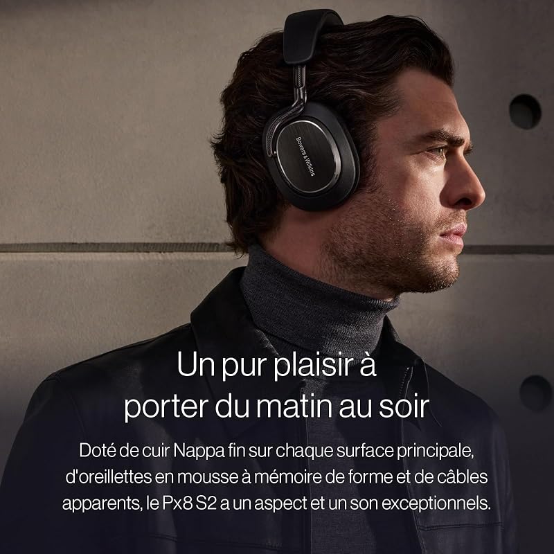 Px8 S2 Noise Cancelling Wireless Headphones with Bluetooth Audio, & Quick Charge, 30 Hours of High-Resolution Playback and Built-in Microphone – Warm Stone
