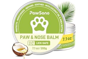 PAWSONO (7.1 oz / 200 g) Lick-Safe Dog Paw & Nose Balm with Coconut Oil | All-Natural Paw Cream & Wax for Dry, Cracked Pads & Snouts| Paw Moisturizer & Soother, Nose Butter for Bulldogs| Horse Hoof Care