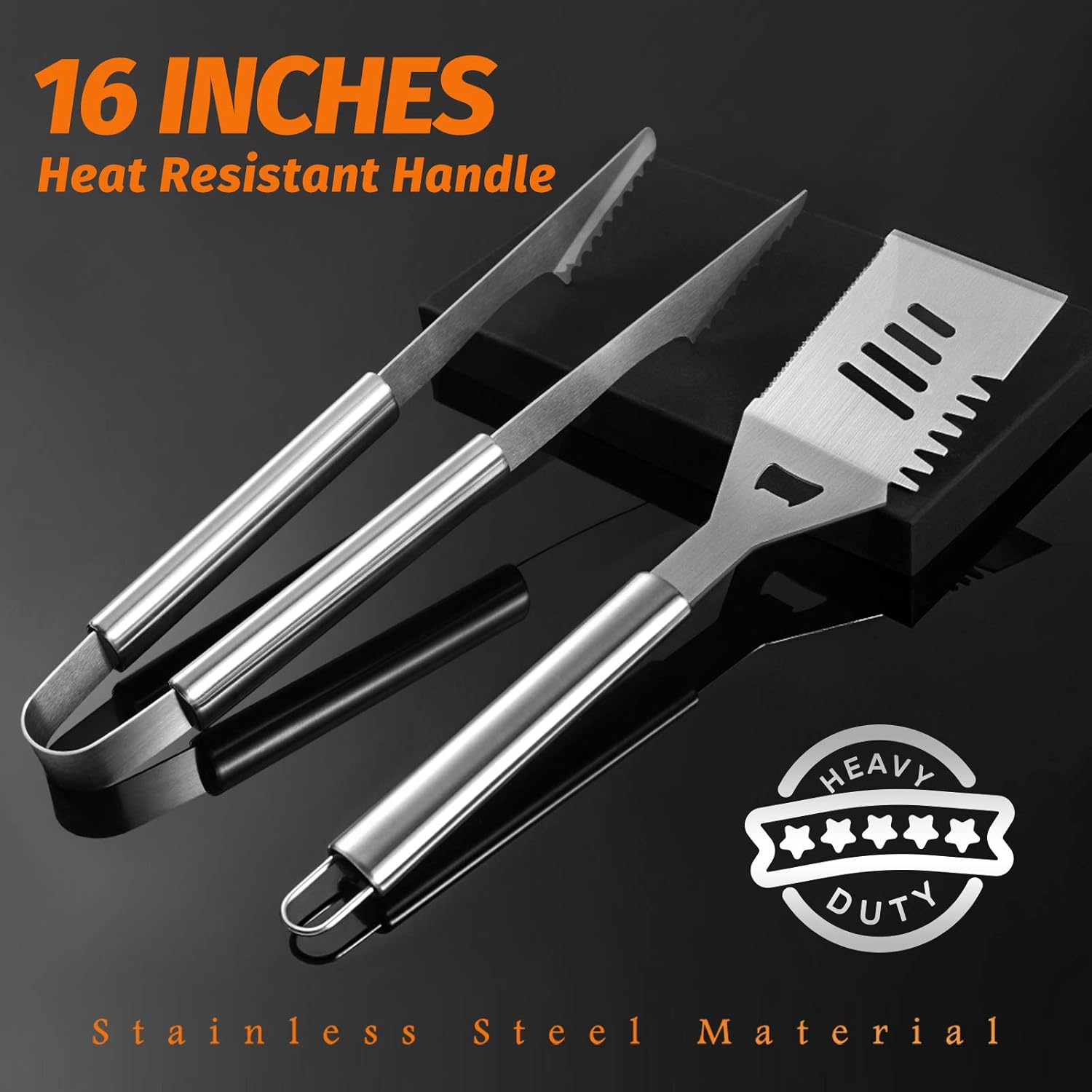 OlarHike Grilling Accessories BBQ Grill Tools Set, 25PCS Stainless Steel Grilling Kit for Smoker, Camping, Kitchen, Barbecue Utensil Gifts for Men Women with Thermometer and Meat Injector : Garden & Outdoor