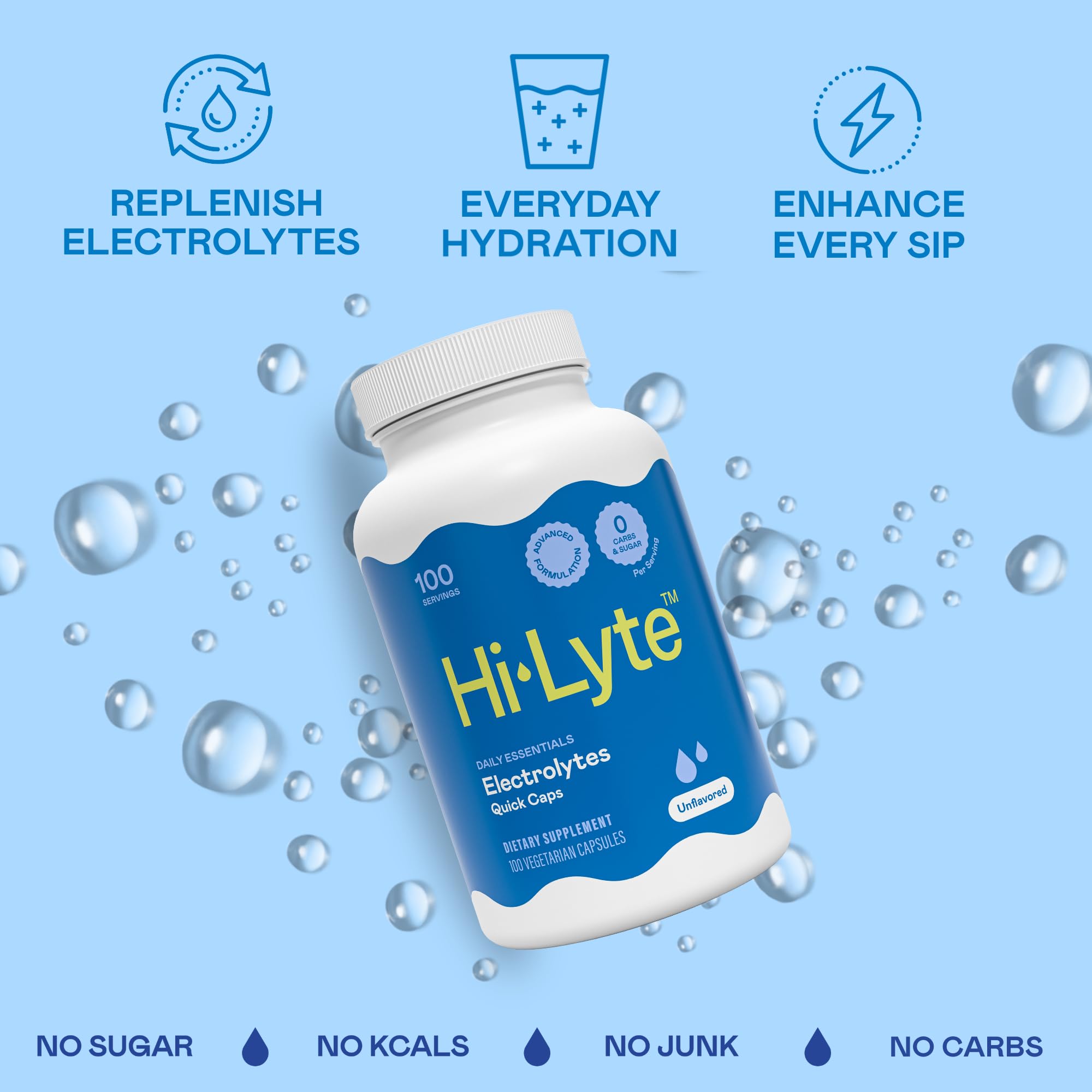 Hi-Lyte Daily Essentials Electrolytes Quick Caps Unflavored, 100 Servings