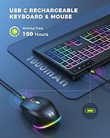 Seenda JPX006 Wireless Keyboard and Mouse Combo RGB Backlit UK Layout view 6