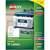 Avery Durable White Cover Up ID Labels for Laser Printers, 2" x 2.625", Pack of 750 (6578)