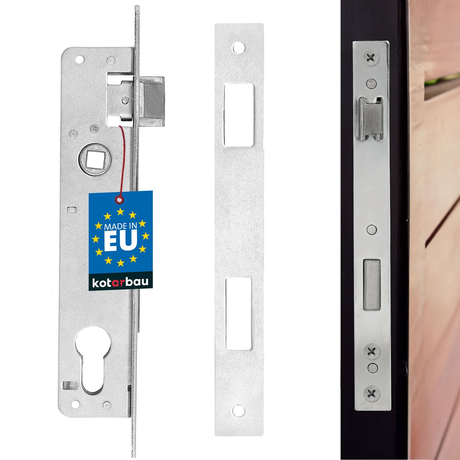 KOTARBAU Mortice Lock 90/20 mm DIN Right / Left Profile Cylinder Lock Door Lock Front Door Tube Frame Lock with Counter Plate Galvanised Rustproof
