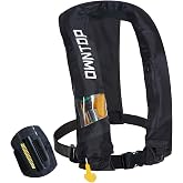 Owntop Automatic/Manual Inflatable Vest, Manual Convertible Option, Low Profile, Zipper Closure, Inflatable Fishing Jacket for Kayaking, Boating and Fishing, 24g CO2 Cylinder Included