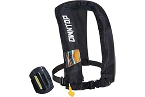 Owntop Automatic/Manual Inflatable Vest, Manual Convertible Option, Low Profile, Zipper Closure, Inflatable Fishing Jacket for Kayaking, Boating and Fishing, 24g CO2 Cylinder Included
