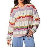 OYOANGLE Women's Color Block Drop Shoulder Sweater V Neck Long Sleeves Stripes Pullover Sweater