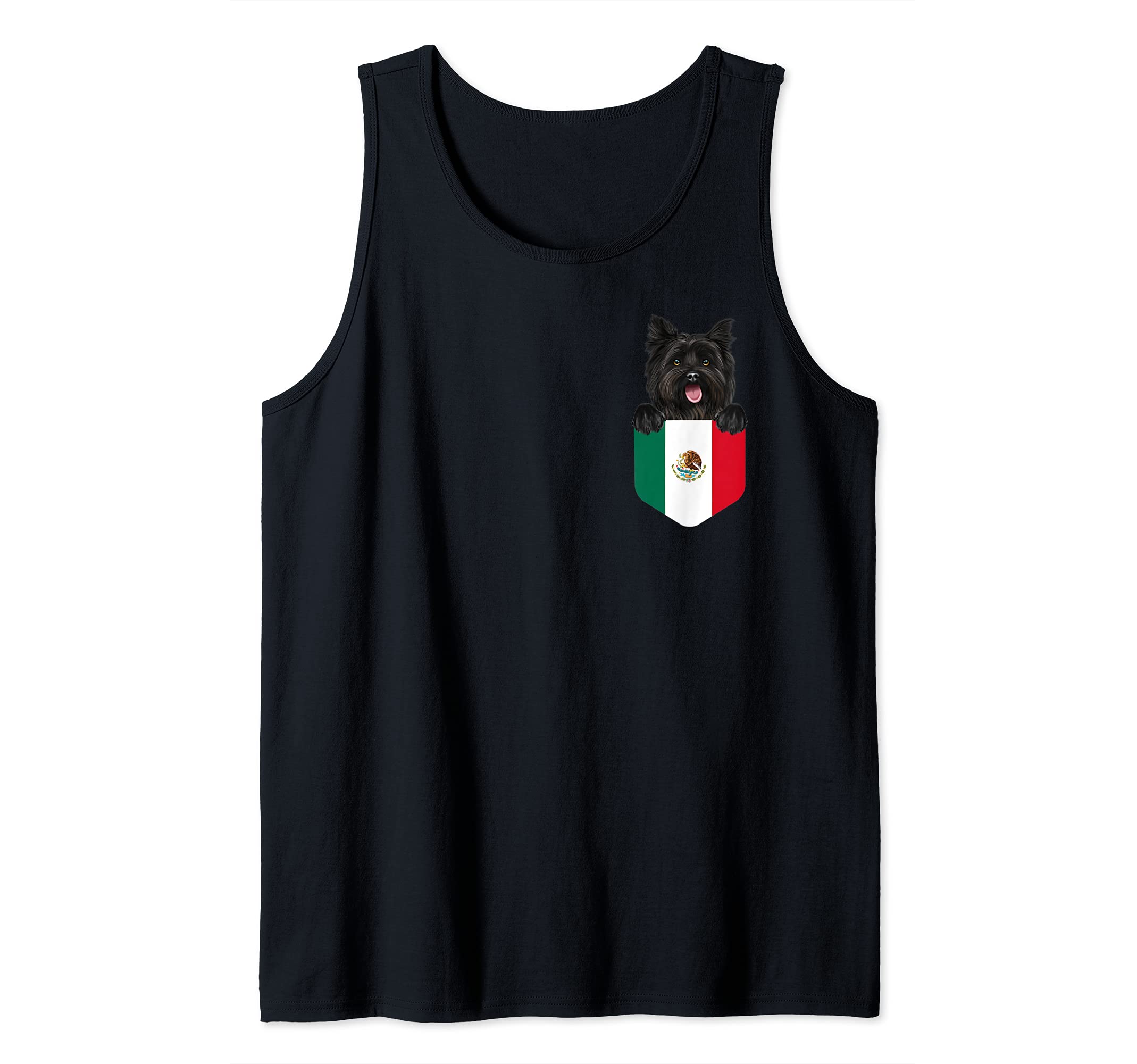 Mexico Flag Cairn Terrier Dog In Pocket Tank Top