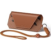 VULKIT Portable Leather Eye Glasses Case for Women & Men, Slim Sunglass Case, Unisex Eyeglass Case