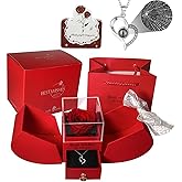 Real Preserved Rose Gift with Heart Necklace I Love You in 100 Languages,Eternal Rose Gift for Girlfriend, Women, Mom, Wife on Christmas, Valentine's Day,Mother's Day,Birthday,Anniversary