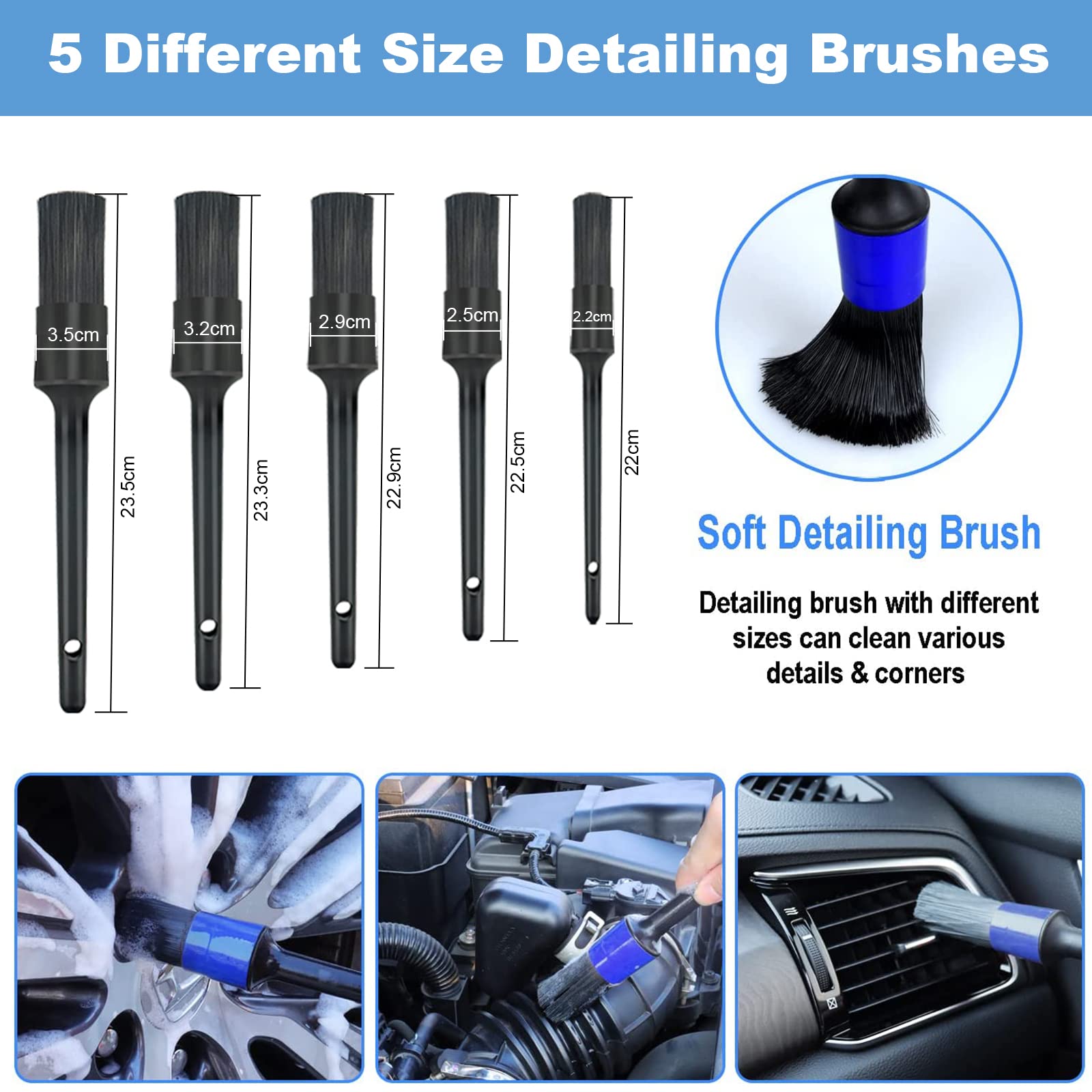Phewnyzo 35-Piece Car Detailing Kit w/ Drill Brush Attachments, Cleaning Tools for Wheels, Dashboard, Windows in Tool Box B28E318SA11 - The Home Depot