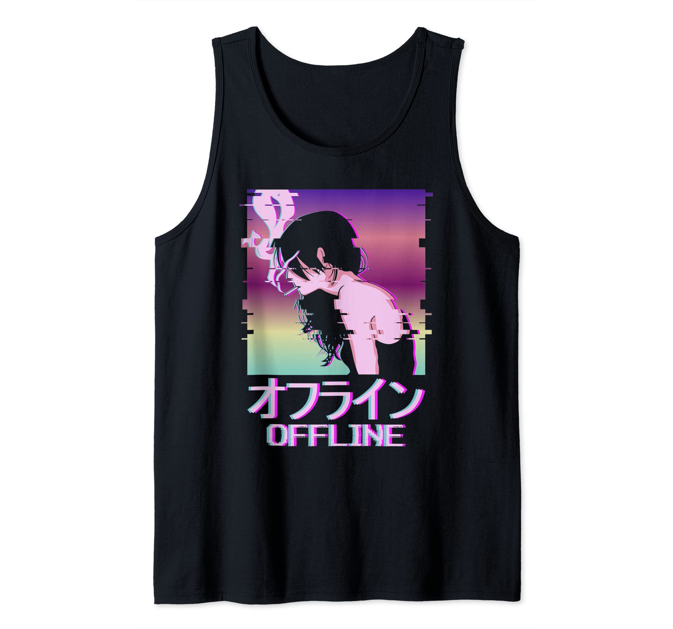 Photo 1 of Offline Japanese Vaporwave Alt Indie Aesthetic Anime Girl Tank Top