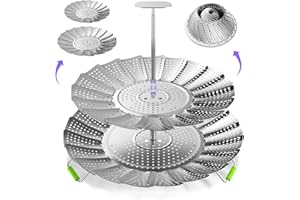 LANVIYA Vegetable Steamer Basket,2 Layer Large Capacity Food Steamer for Cooking,Stainless Steel Folding Expandable Steamers to Fit Various Size Pot,Multi-function Kitchen Basket for Baby Food