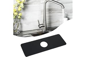 Amaxiu Diatomite Faucet Mat, Cuttable Faucet Absorbent Mat Sink Splash Guard Faucet Mat Fast Drying Water Catcher Behind Faucet Drip Catcher for Bathroom Kitchen Bar RV 15x5.43in(Black)